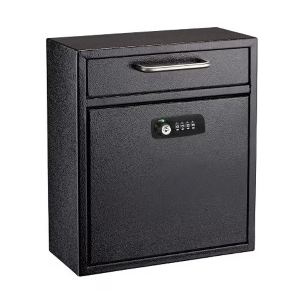 Medium Wall Mountable Mailbox with Key and Combination lock, Adiroffice, Mfr#: ADI631-05-BLK-KC